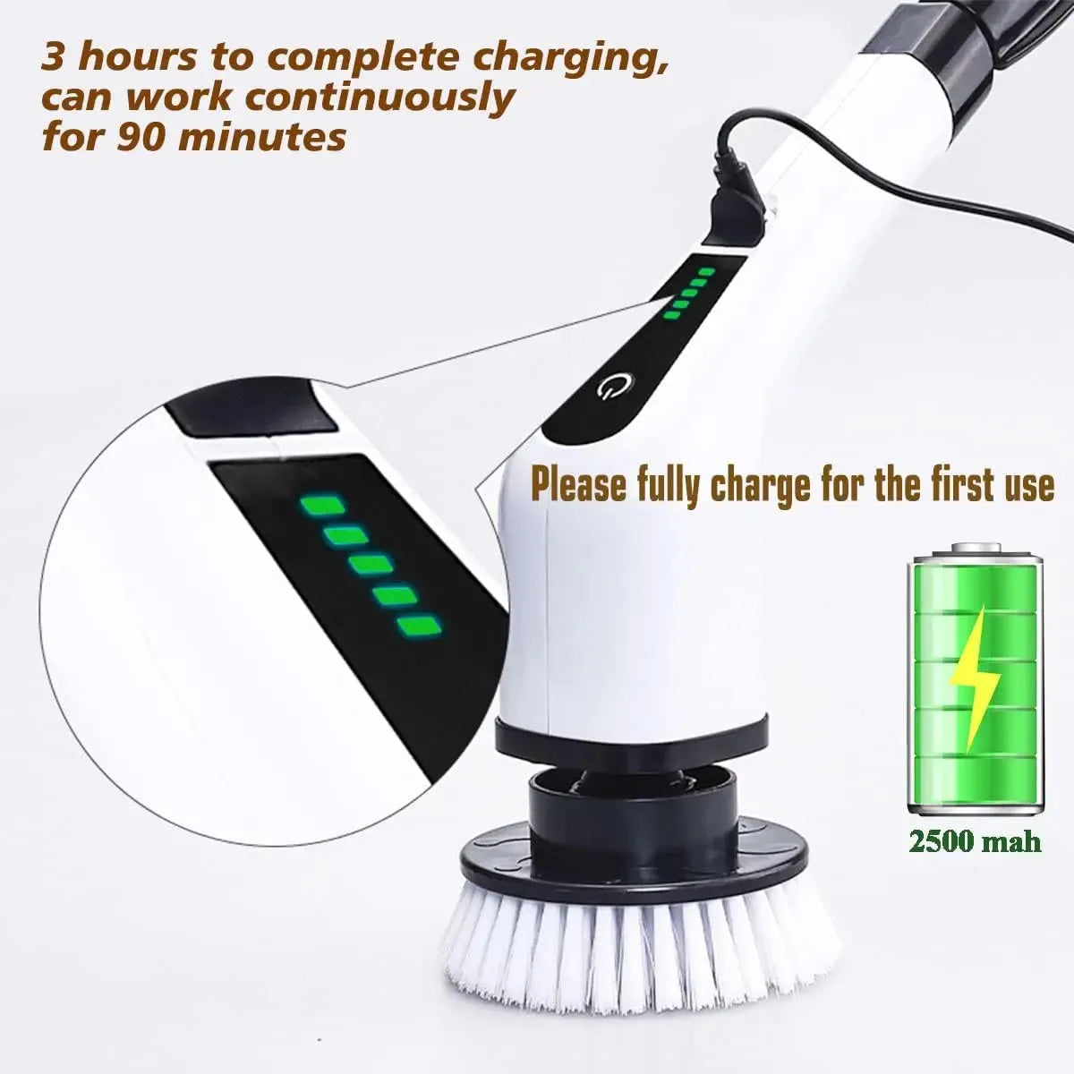 Rizano 9-in-1 Cordless Electric Spin Scrubber – Rechargeable Cleaning Brush with Adjustable Handle