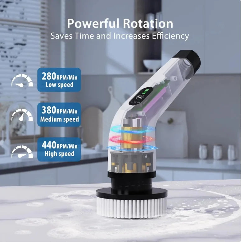 Rizano 9-in-1 Cordless Electric Spin Scrubber – Rechargeable Cleaning Brush with Adjustable Handle