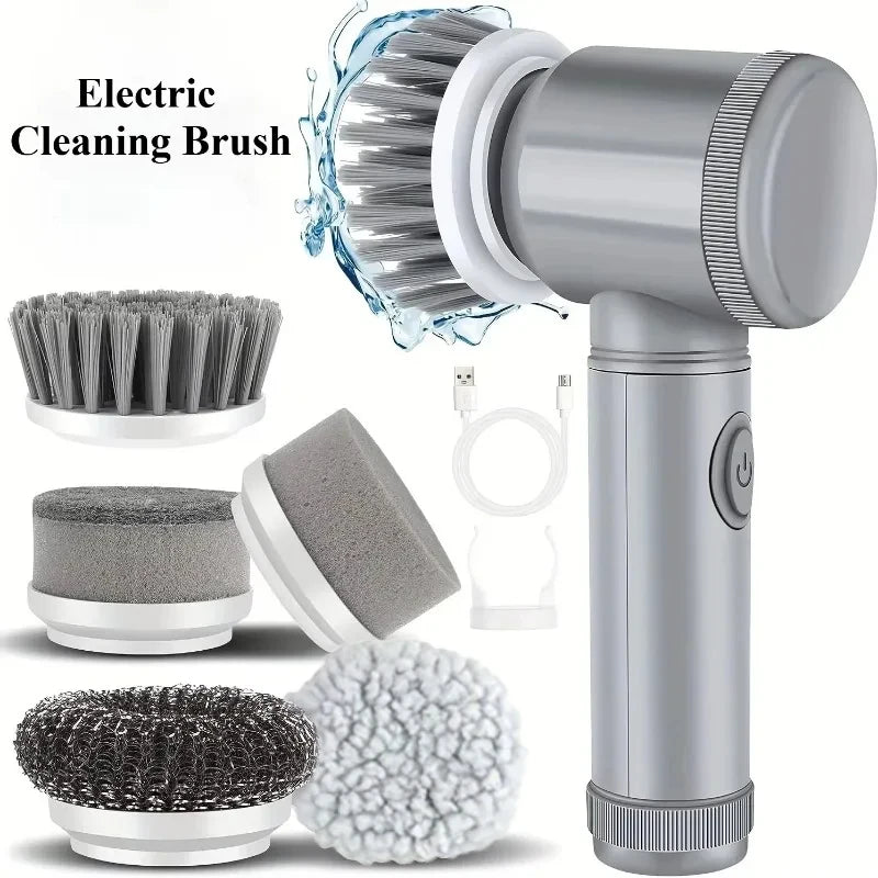 Rizano™ Cordless Electric Spin Scrubber – Rechargeable 5-in-1 Bathroom & Kitchen Cleaning Brush