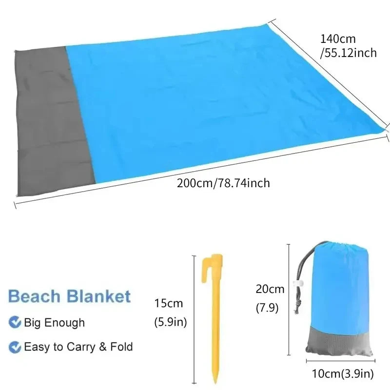 Rizano Waterproof Sandproof Beach Blanket – Foldable Picnic & Camping Mat with Carry Bag