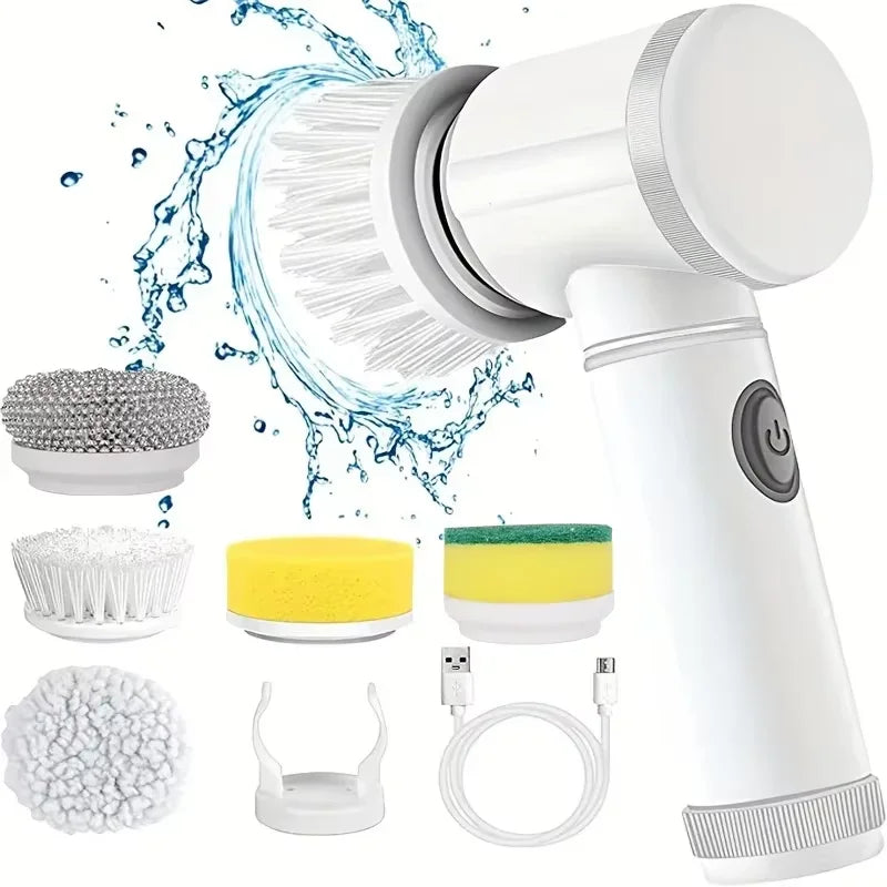 Rizano™ Cordless Electric Spin Scrubber – Rechargeable 5-in-1 Bathroom & Kitchen Cleaning Brush
