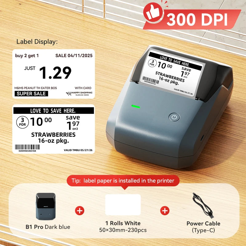 NIIMBOT B1 Wireless Bluetooth Thermal Label Printer – Portable Inkless Sticker & Barcode Maker