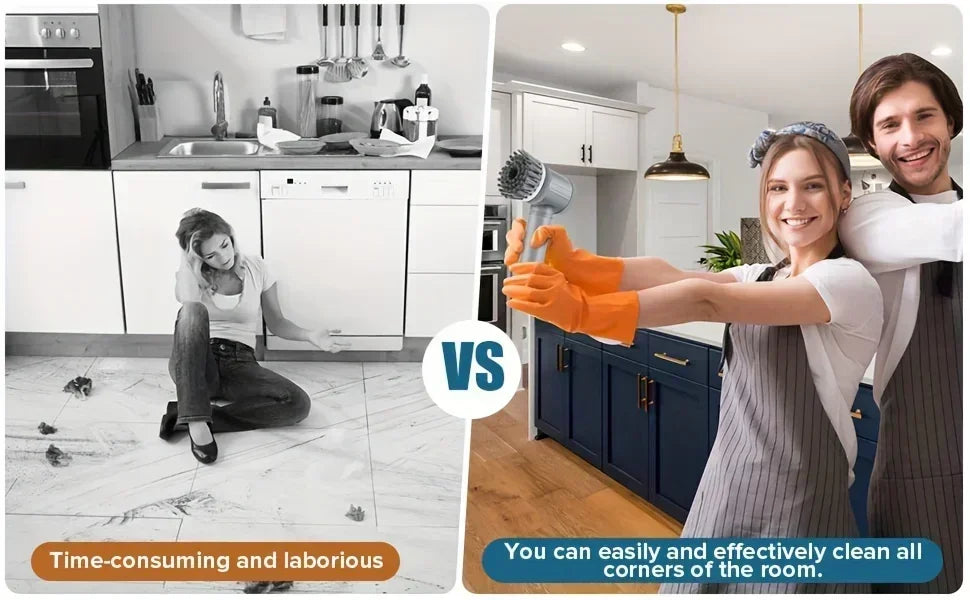 Rizano™ Cordless Electric Spin Scrubber – Rechargeable 5-in-1 Bathroom & Kitchen Cleaning Brush