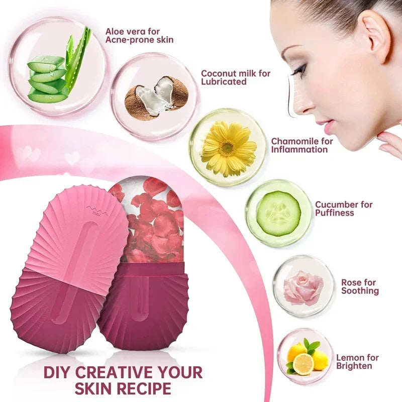 Rizano Silicone Ice Face Roller – Reusable Facial Ice Massager for Skin Care & Puffiness Relief