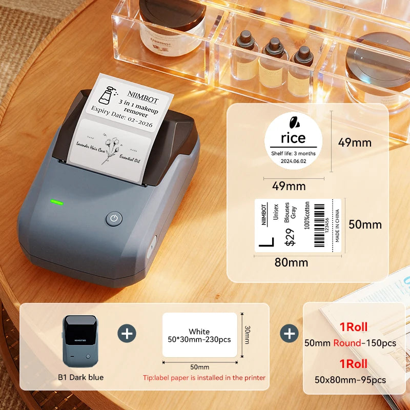 NIIMBOT B1 Wireless Bluetooth Thermal Label Printer – Portable Inkless Sticker & Barcode Maker