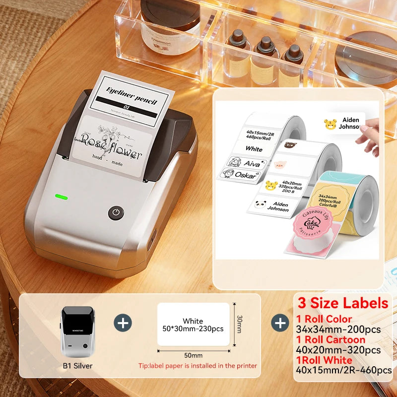 NIIMBOT B1 Wireless Bluetooth Thermal Label Printer – Portable Inkless Sticker & Barcode Maker
