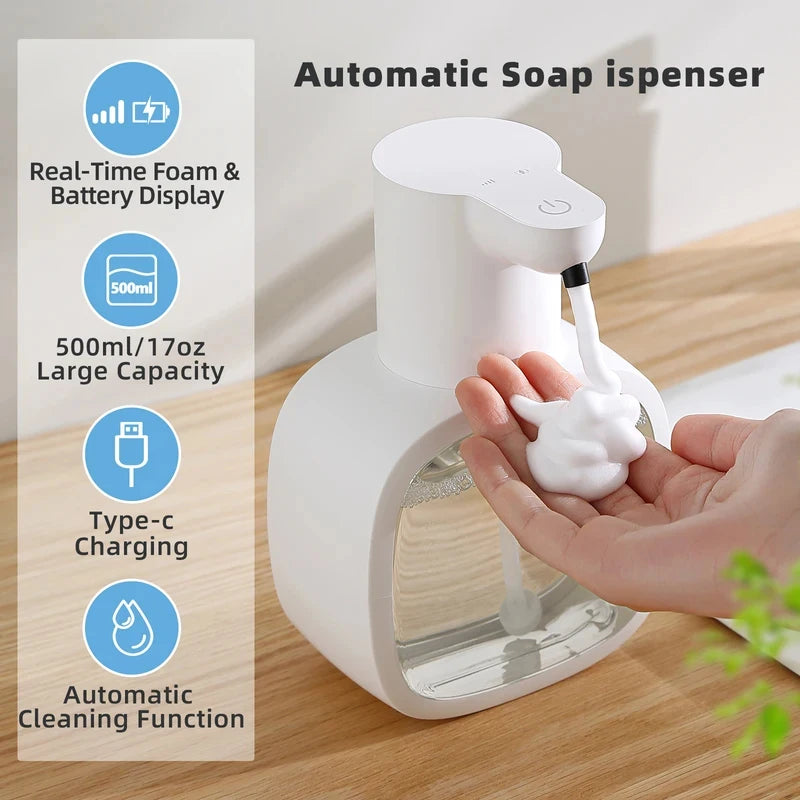 Rizano Automatic Touchless Foam Soap Dispenser – 430ml Rechargeable Sensor Soap Dispenser