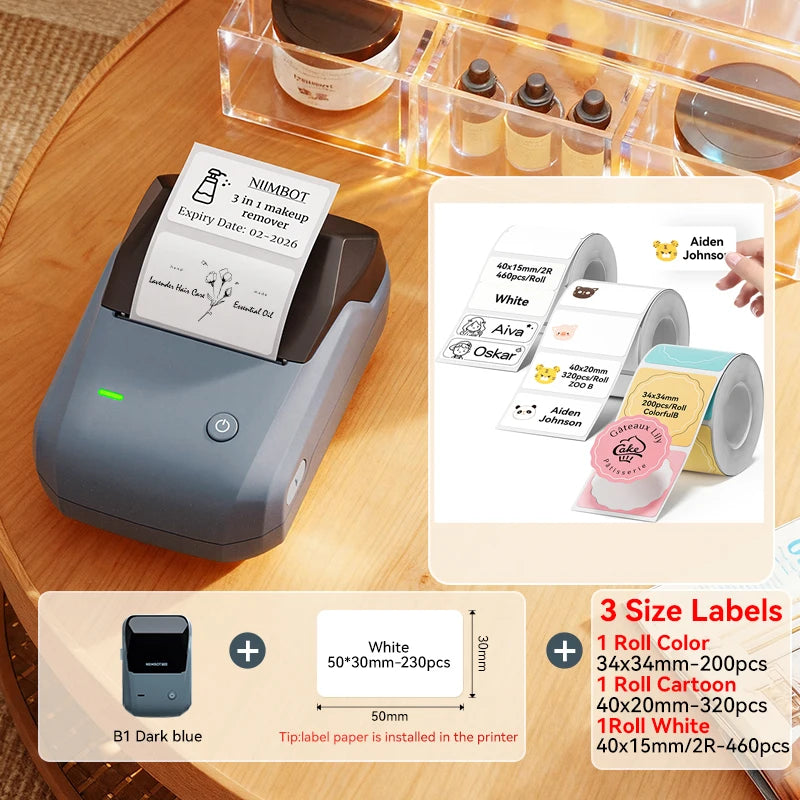 NIIMBOT B1 Wireless Bluetooth Thermal Label Printer – Portable Inkless Sticker & Barcode Maker