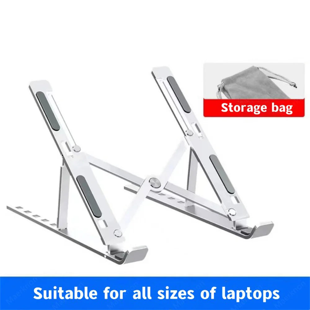 Rizano Adjustable Aluminum Laptop Stand – Foldable Ergonomic Notebook Holder