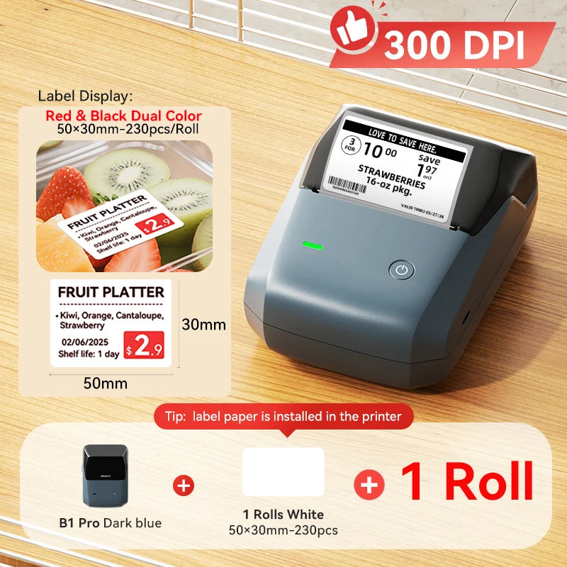 NIIMBOT B1 Wireless Bluetooth Thermal Label Printer – Portable Inkless Sticker & Barcode Maker