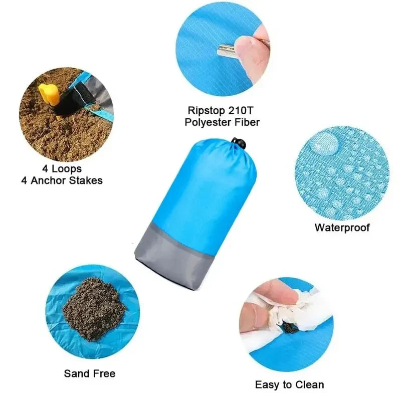 Rizano Waterproof Sandproof Beach Blanket – Foldable Picnic & Camping Mat with Carry Bag