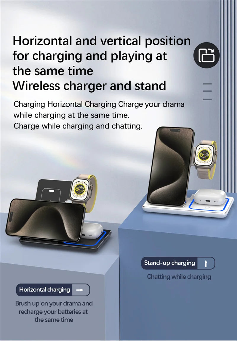 Rizano™ 3-in-1 Foldable Wireless Charging Station for iPhone, Apple Watch & AirPods