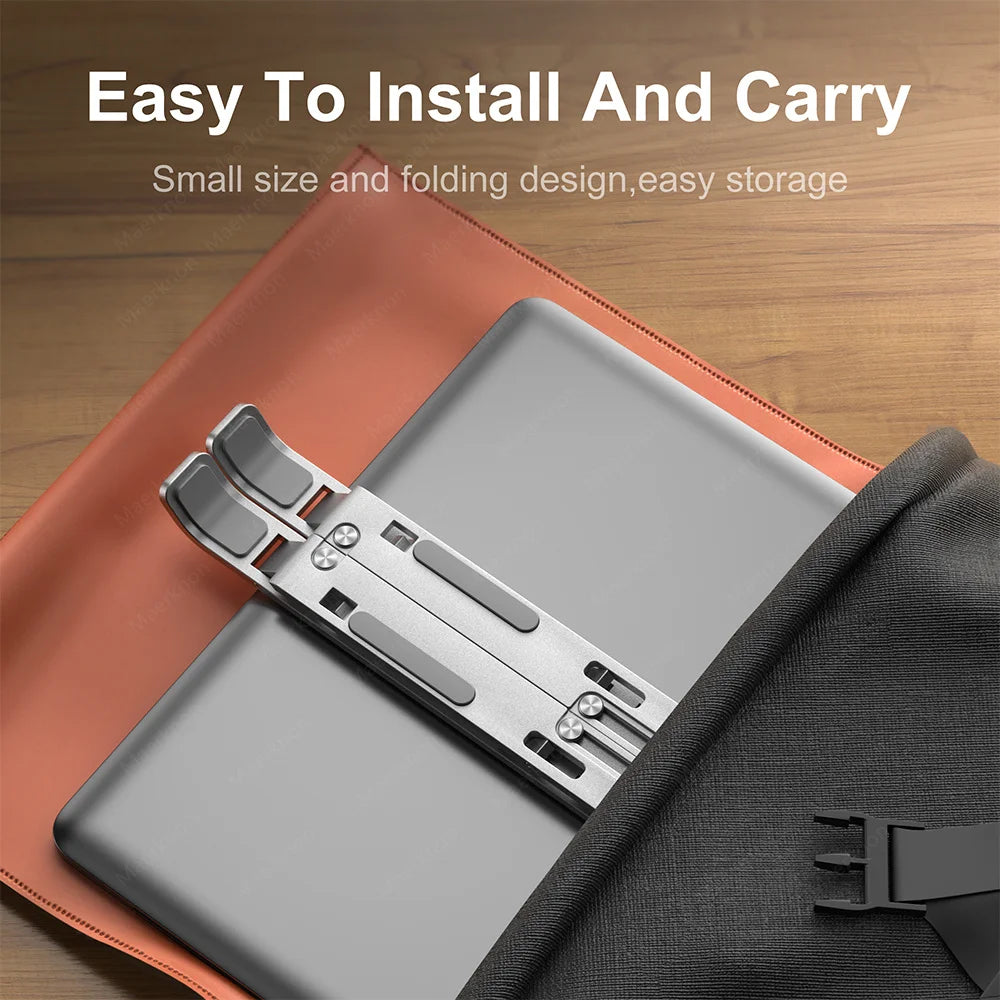 Rizano Adjustable Aluminum Laptop Stand – Foldable Ergonomic Notebook Holder