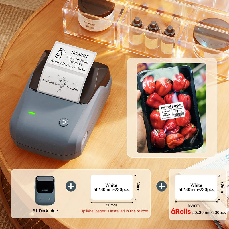NIIMBOT B1 Wireless Bluetooth Thermal Label Printer – Portable Inkless Sticker & Barcode Maker