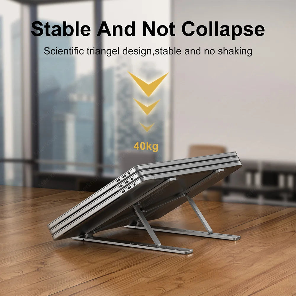 Rizano Adjustable Aluminum Laptop Stand – Foldable Ergonomic Notebook Holder