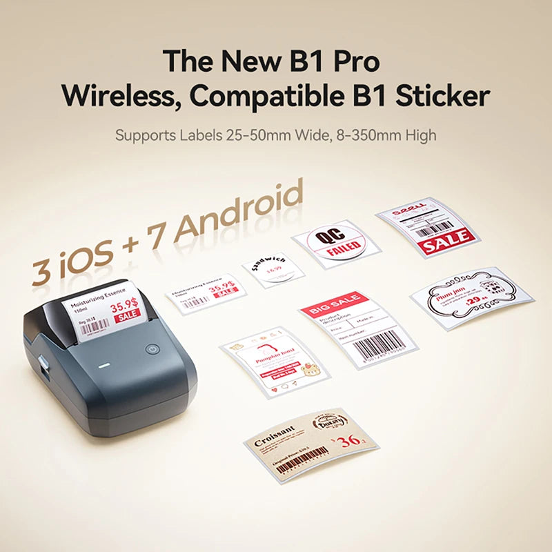 NIIMBOT B1 Wireless Bluetooth Thermal Label Printer – Portable Inkless Sticker & Barcode Maker