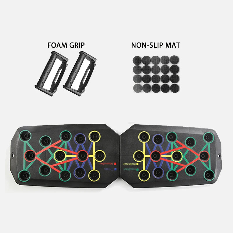 Rizano Foldable Push-Up Board with Handles – Multi-Position Home Strength Training System