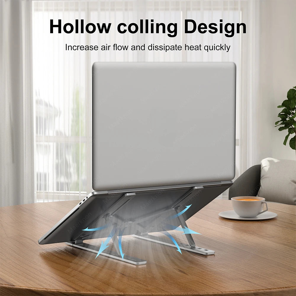 Rizano Adjustable Aluminum Laptop Stand – Foldable Ergonomic Notebook Holder