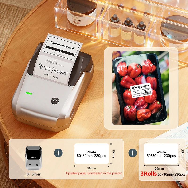 NIIMBOT B1 Wireless Bluetooth Thermal Label Printer – Portable Inkless Sticker & Barcode Maker