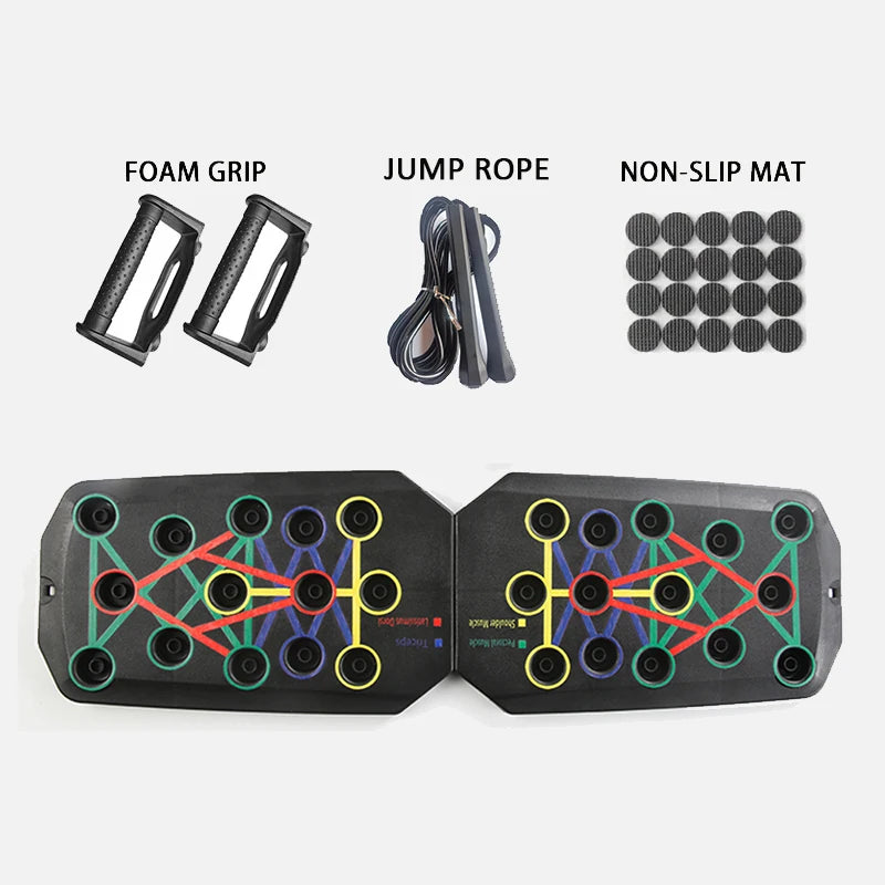 Rizano Foldable Push-Up Board with Handles – Multi-Position Home Strength Training System