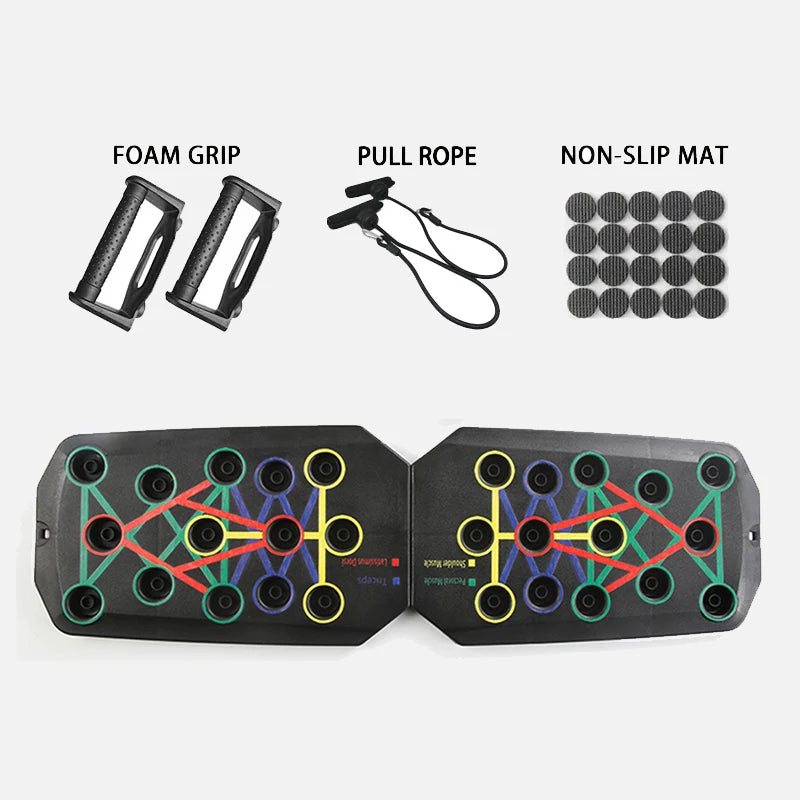 Rizano Foldable Push-Up Board with Handles – Multi-Position Home Strength Training System