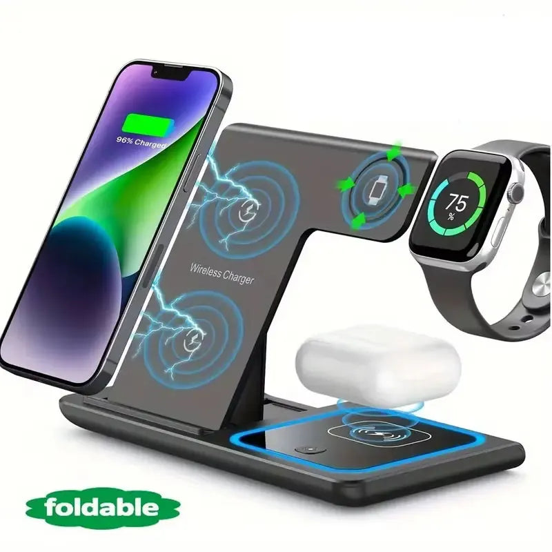 Rizano™ 3-in-1 Foldable Wireless Charging Station for iPhone, Apple Watch & AirPods