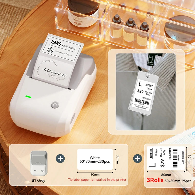 NIIMBOT B1 Wireless Bluetooth Thermal Label Printer – Portable Inkless Sticker & Barcode Maker
