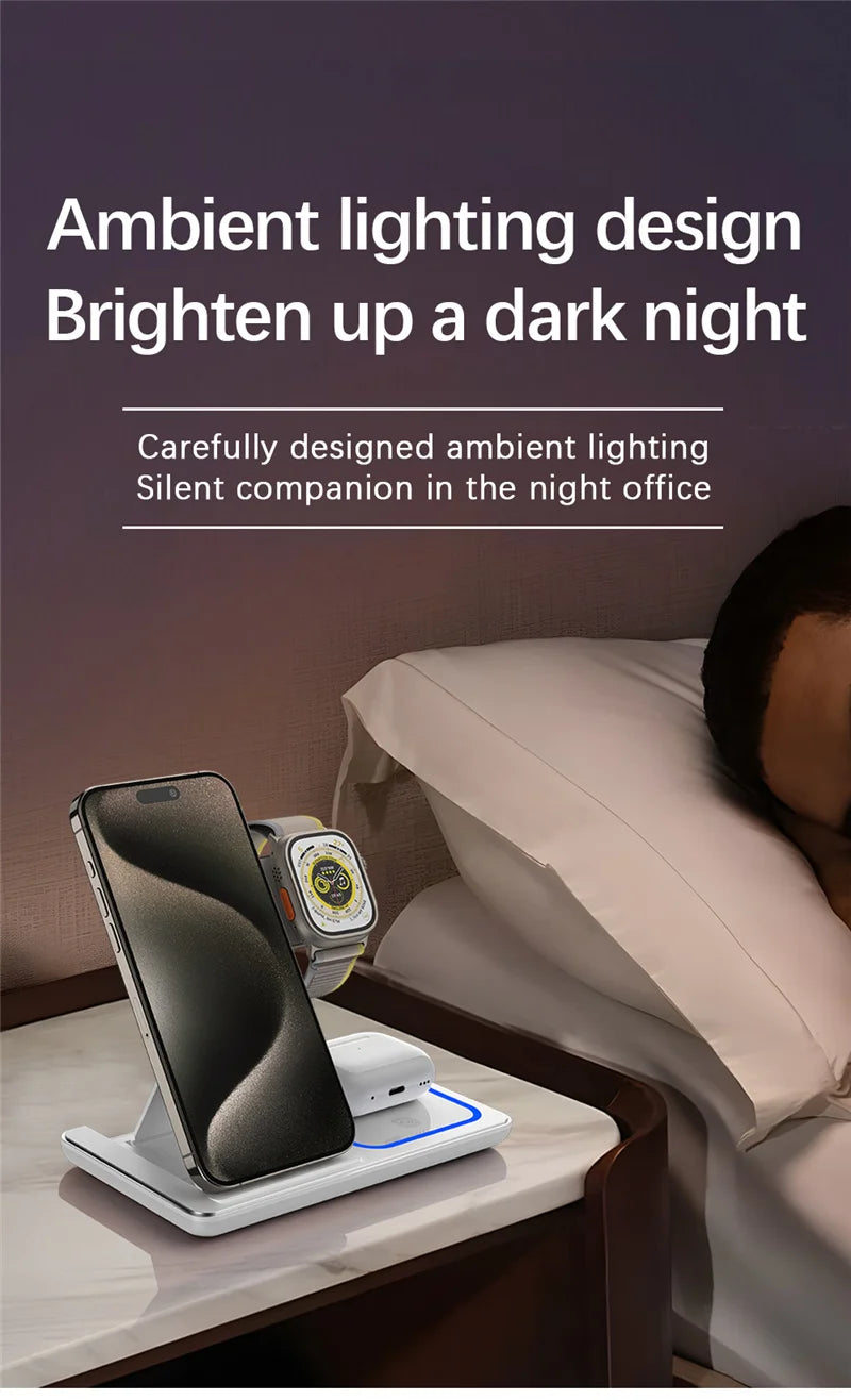 Rizano™ 3-in-1 Foldable Wireless Charging Station for iPhone, Apple Watch & AirPods