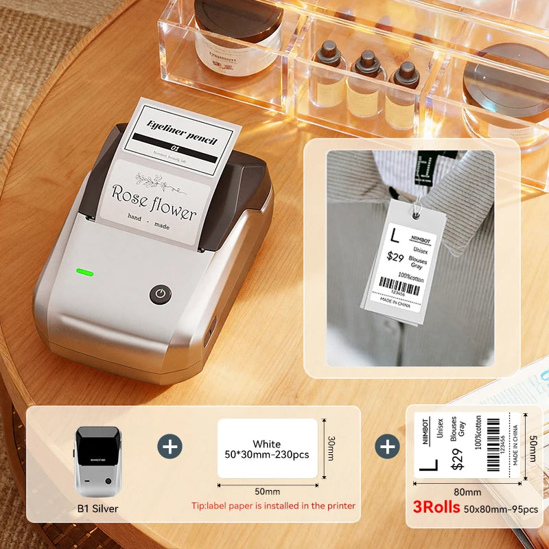 NIIMBOT B1 Wireless Bluetooth Thermal Label Printer – Portable Inkless Sticker & Barcode Maker