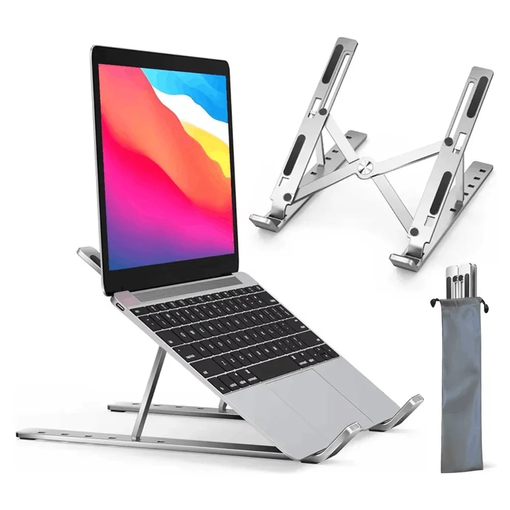 Rizano Adjustable Aluminum Laptop Stand – Foldable Ergonomic Notebook Holder