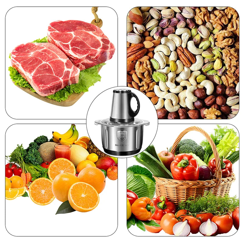 Rizano 5L Electric Food Processor – Stainless Steel Meat Grinder & Vegetable Chopper