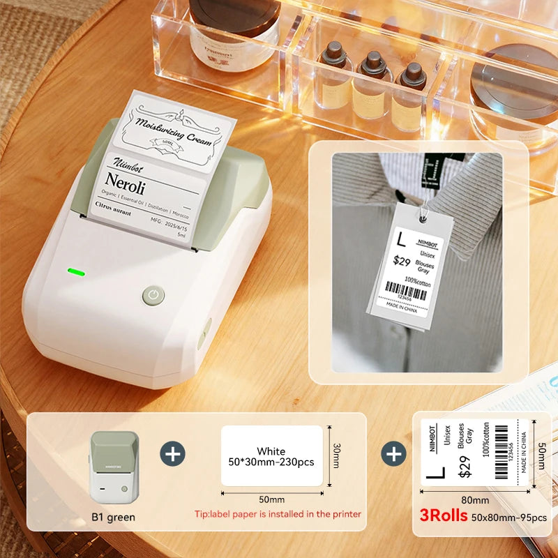 NIIMBOT B1 Wireless Bluetooth Thermal Label Printer – Portable Inkless Sticker & Barcode Maker