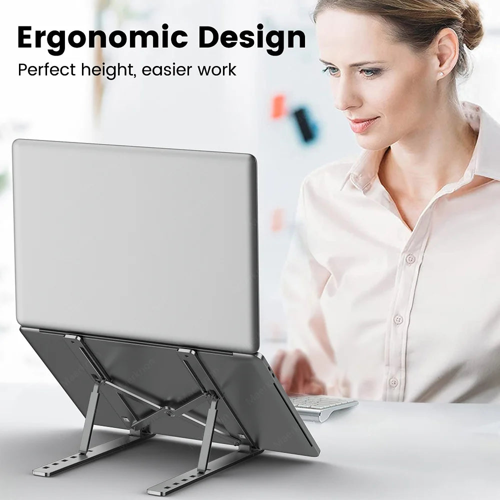 Rizano Adjustable Aluminum Laptop Stand – Foldable Ergonomic Notebook Holder