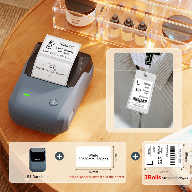 NIIMBOT B1 Wireless Bluetooth Thermal Label Printer – Portable Inkless Sticker & Barcode Maker