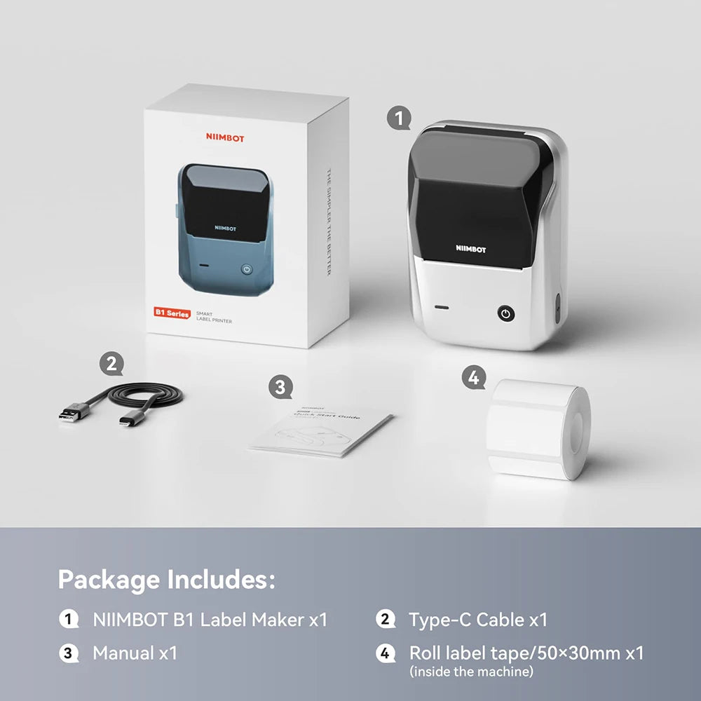 NIIMBOT B1 Wireless Bluetooth Thermal Label Printer – Portable Inkless Sticker & Barcode Maker