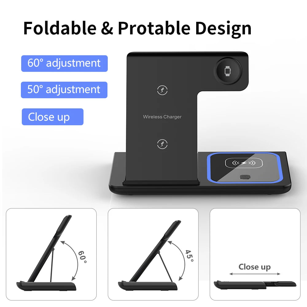 Rizano™ 3-in-1 Foldable Wireless Charging Station for iPhone, Apple Watch & AirPods