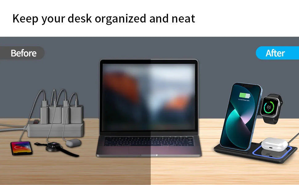 Rizano™ 3-in-1 Foldable Wireless Charging Station for iPhone, Apple Watch & AirPods