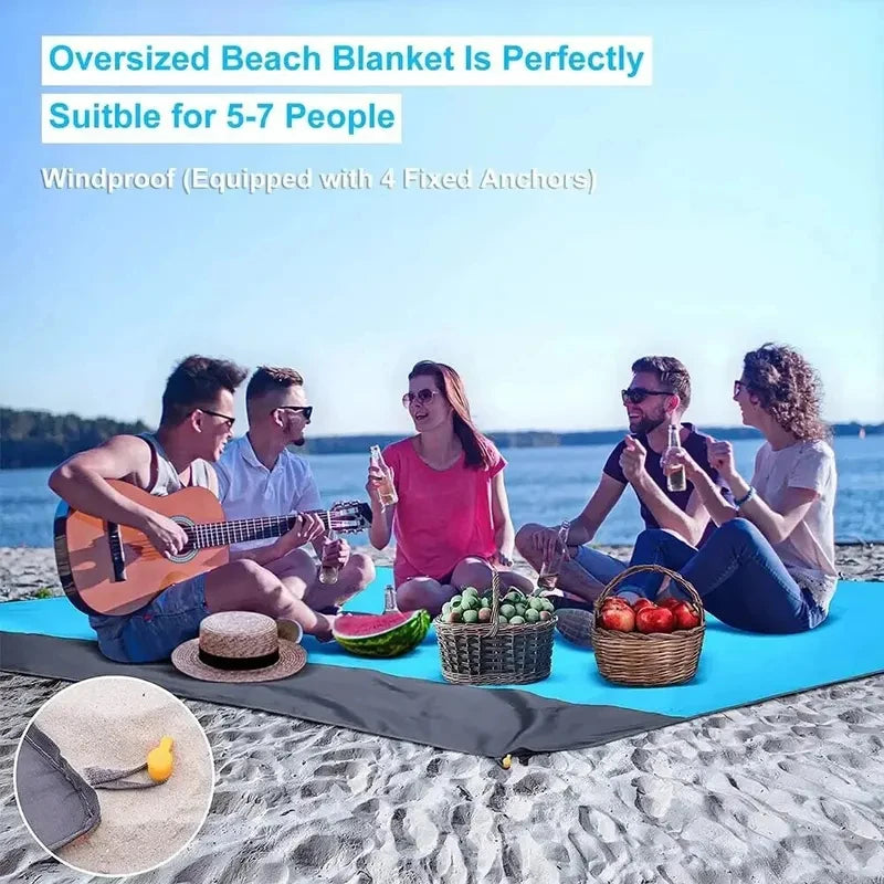 Rizano Waterproof Sandproof Beach Blanket – Foldable Picnic & Camping Mat with Carry Bag