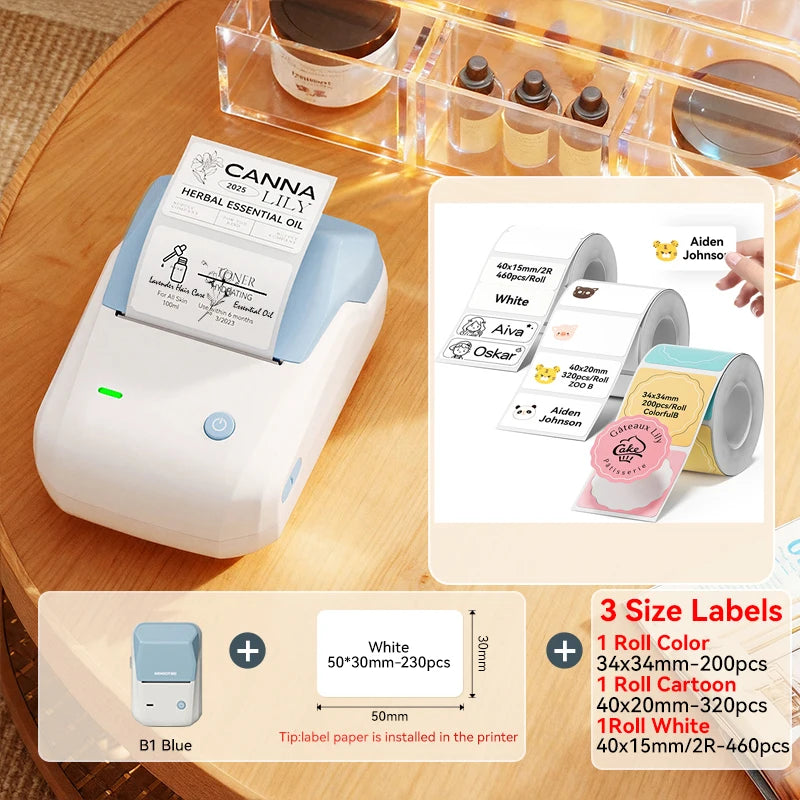 NIIMBOT B1 Wireless Bluetooth Thermal Label Printer – Portable Inkless Sticker & Barcode Maker